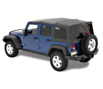 Bestop 54723-35 Supertop Squareback Soft Top in Black Diamond for Jeep Wrangler JK 4 Door 2007-2018
