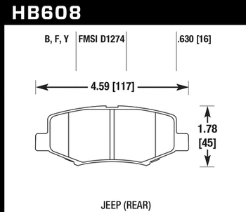 Hawk Performance HB608Y.630 LTS Rear Disc Brake Pads for Jeep Wrangler JK 2007-2018