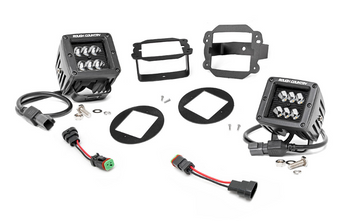 Rough Country 70630 2" LED Cube Light with Fog Light Mounting Kit for Jeep Wrangler JK 2010-2018