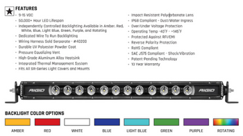 Rigid Industries 210603 Radiance Plus SR-Series 8 Option 10" LED Light Bar