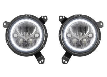 Vision X 9944494 Vortex Halo LED Headlight Pair with Black Chrome Bezel & White Halo for Jeep Wrangler JL & Gladiator JT 2018+