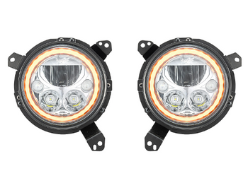 Vision X 9944500 Vortex Halo LED Headlights with Bright Chrome Bezel & Amber Halo for Jeep Wrangler JL & Gladiator JT 2018+