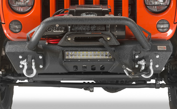 Fishbone Offroad FB22004 Front Stubby Winch Bumper with Tube Guard for Jeep Wrangler JK 2007-2018