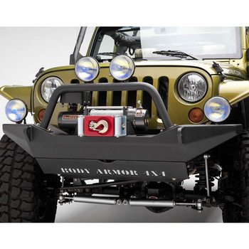 Body Armor 4x4 Front High Clearance Winch Bumper Mounted on Wrangler JK