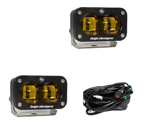 Baja Designs 237811 S2 SAE LED Auxiliary Light Pod Pair in Amber