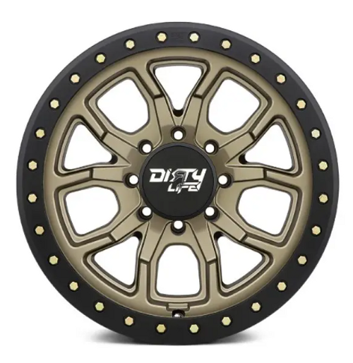 Dirty Life 9303-7973MGD12 9303 DT-1 Beadlock Wheel 17x9 5x5 -12mm in Satin Gold