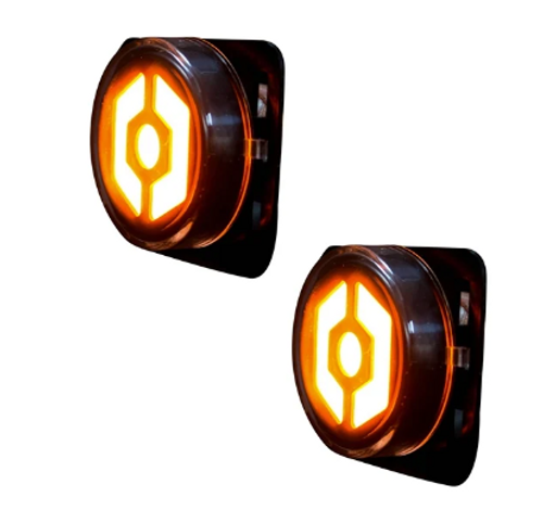 Recon 264335CL Round Front Fender LED Lights in Clear Lens Amber for Jeep Wrangler JK 2007-2018