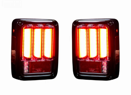 Recon 264234LEDCL Scanning LED Bar Style Tail Lights in Clear for Jeep Wrangler JK 2007-2018