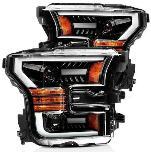 AlphaRex 880156 PRO-Series Halogen Projector Headlights in Black for Ford F150 2015-2017
