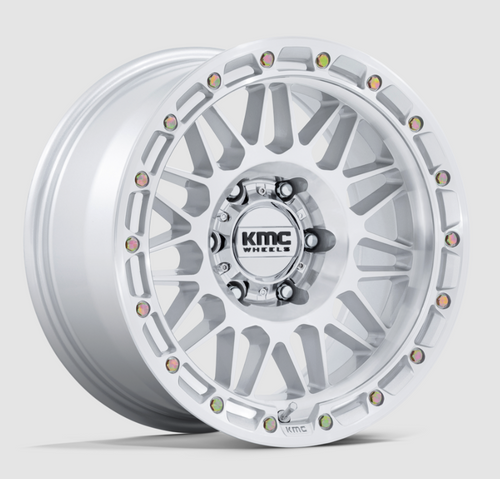 KMC Wheels KM555 Attack Wheel 17x8.5 Gloss Silver with Machined Face