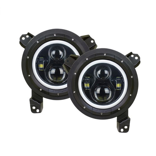 Quake LED QTE960 9" Headlights with White DRL Halo/Amber Turn Signals for Jeep Wrangler JL & Gladiator JT 2018+