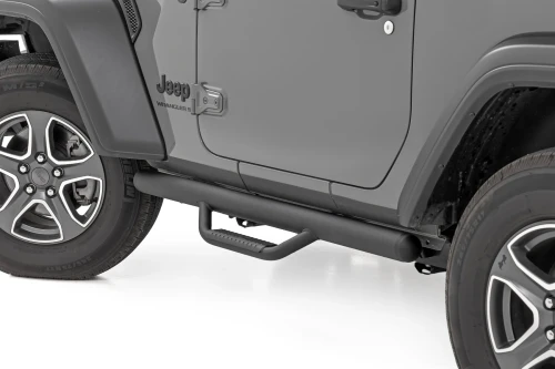 Rough Country RCJ1846B Full Length Nerf Steps for Jeep Wrangler JL 2 Door 4WD 2018+