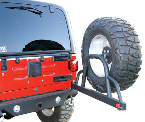 Rampage Products Rear Recovery Bumper with Tire Swing in Open Position