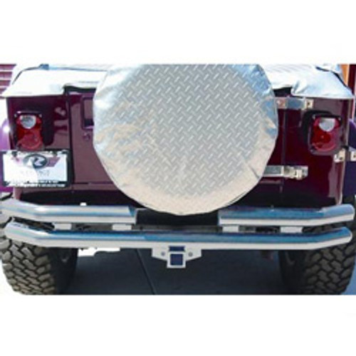 Rampage Products Stainless Steel Rear Double Tube Bumper with Hitch for Jeep Wrangler YJ, TJ/LJ