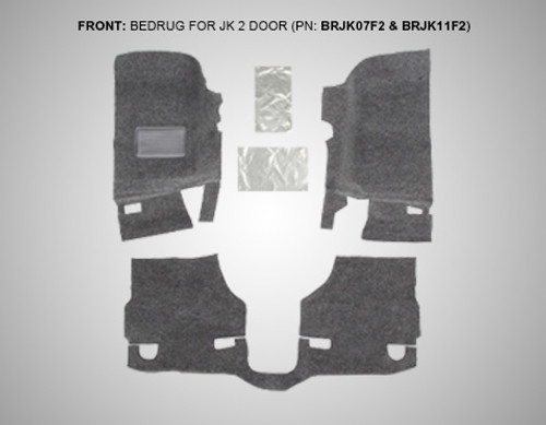 BedRug BRJK07F4 Front Floor Liner for Jeep Wrangler JK 4 Door Unlimited 2007-2018