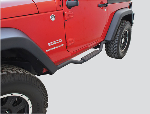 Rampage Products Slimline 2" Side Bars with Recessed Step Mounted on Jeep JK 2 Door