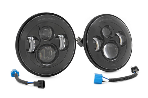 Rough Country RCH5000 7" Round LED Projector Headlights for Jeep Wrangler TJ & JK 1997-2018