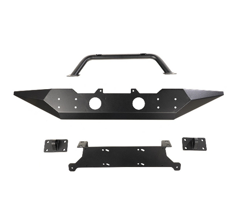 Rugged Ridge 11548.72 Spartan Front Bumper with OverRider in Satin Black for Jeep Wrangler JK 2007-2018