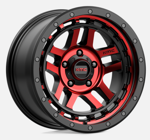KMC Wheels KM54079050912N KM540 Recon Wheel 17x9 5x5 Gloss Black with Red Tint