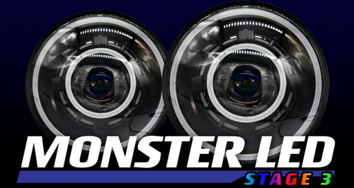 HIDProjectors 7" Monster Stage 3 Bi-LED Projector Headlights for Jeep Wrangler JK 2007-2018