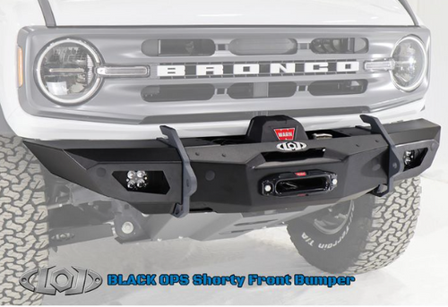 LoD Offroad BFB2100 Black Ops Shorty Winch Front Bumper in Bare for Ford Bronco 2021+