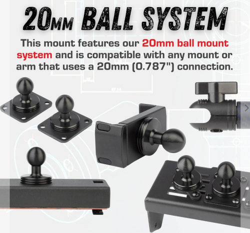 Bulletpoint Mounting Solutions Universal GoPro Compatible Mount with 20mm Mounting Ball for Jeep Wrangler JK 2007-2010