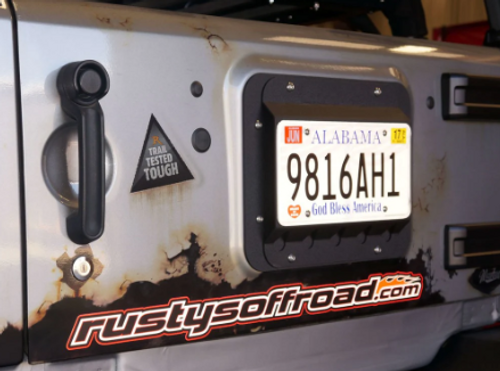 Rusty's Off Road R123-JK License Plate Relocation Mount for Jeep Wrangler JK 2007-2018