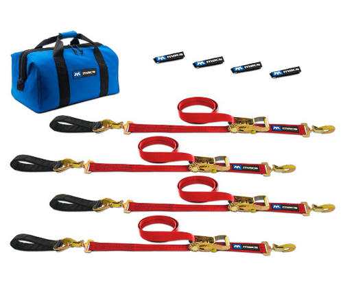 Mac's Custom Tie Downs Ultra Pack Tie Down Straps with Detachable Axle Straps in Red