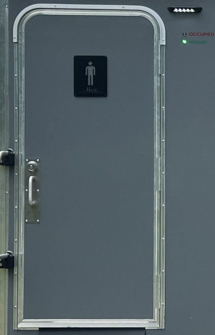 Durable, weather-resistant trailer restroom door with secure lock, easy operation, low threshold, and ADA-compliant for safe, accessible entry. Durable, weather-resistant trailer restroom door with secure lock, easy operation, low threshold, and ADA-compliant for safe, accessible entry.