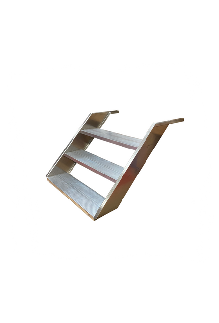 Efficient 3-step trailer stairs offer quick setup, stable access, safe entry, saving time and ensuring user convenience on-site.