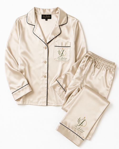 Champagne Ivory Satin Pajama Set