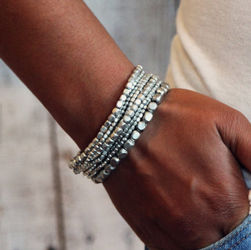 Lava Stone Bead Bracelet with Silver Spacer Beads on a Wax Cord – Jan Leslie