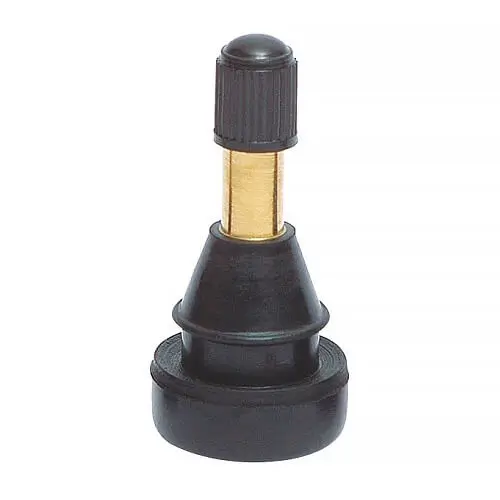 TR801HP High Pressure Snap-In Rubber Valve Stem for 0.625 Inch Rim Hole - 100 PSI Brass Valve