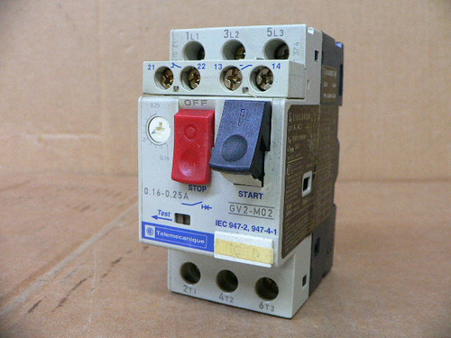 Telemacanique GV2-M02 Motor Starter Circuit Breaker .16-.25A Telemacanique GV2-M02 Motor Starter Circuit Breaker .16-.25A