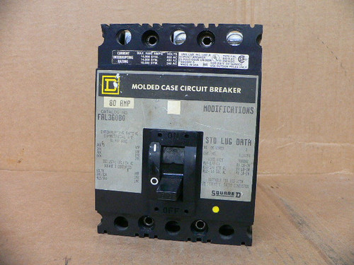 SQUARE D FAL36080 80 AMP 3 POLE BREAKER