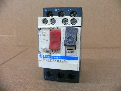 TELEMECANIQUE GV2ME03 0.25-0.40A MOTOR CIRCUIT BREAKER TELEMECANIQUE GV2ME03 0.25-0.40A MOTOR CIRCUIT BREAKER