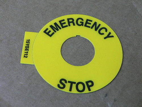 SPRECHER & SCHUH D7-15YSE112 PUSHBUTTON LEGEND PLATE, ESTOP RING, 60/22MM SPRECHER & SCHUH D7-15YSE112 PUSHBUTTON LEGEND PLATE, ESTOP RING, 60/22MM