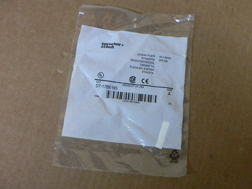 SPRECHER + SCHUH D717BE165 LEGEND PLATE 40MM BLACK OFF-ON SPRECHER + SCHUH D717BE165 LEGEND PLATE 40MM BLACK OFF-ON