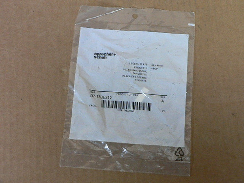 SPRECHER & SCHUH D7-17BE212 LEGEND PLATE, 40MM, BLACK, STOP SPRECHER & SCHUH D7-17BE212 LEGEND PLATE, 40MM, BLACK, STOP