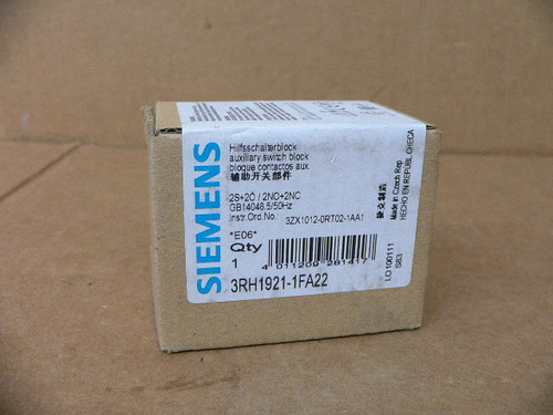 SIEMENS 3RH1921-1FA22 AUXILIARY CONTACT BLOCK (NIB) SIEMENS 3RH1921-1FA22 AUXILIARY CONTACT BLOCK (NIB)