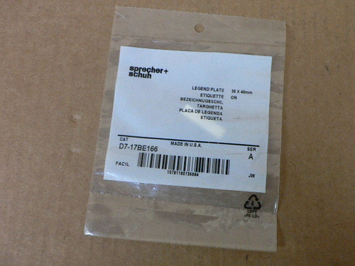 SPRECHER & SCHUH D717BE166 LEGEND PLATE