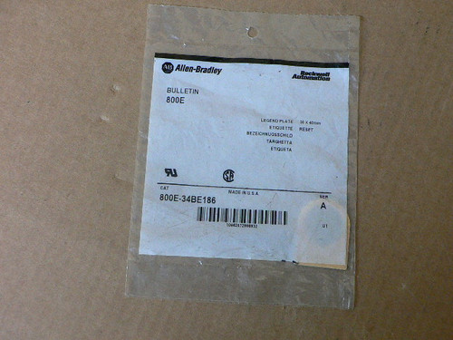 ALLEN BRADLEY 800E-34BE186 LEGEND PLATE