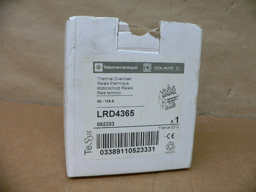 TELEMECANIQUE LRD 4365 THERMAL OVERLOAD RELAY TELEMECANIQUE LRD 4365 THERMAL OVERLOAD RELAY