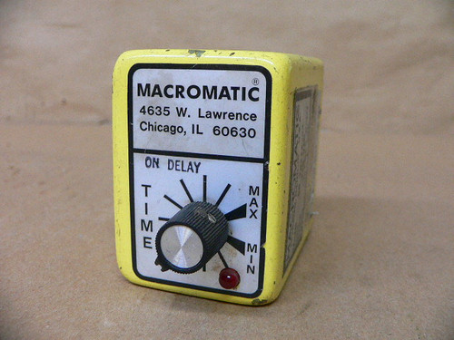 MACROMATIC SS-78222-02 TIME DELAY RELAY 120VAC 10A .3-1SEC MACROMATIC SS-78222-02 TIME DELAY RELAY 120VAC 10A .3-1SEC