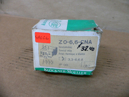 KLOCKNER MOELLER Z0-6,6-CNA OVERLOAD RELAY KLOCKNER MOELLER Z0-6,6-CNA OVERLOAD RELAY