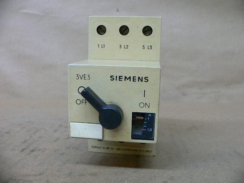 SIEMENS 3VE3000-2GA00 N 1 - 1.6A 600V 3P 3 Phase Motor Starter Breaker SIEMENS 3VE3000-2GA00 N 1 - 1.6A 600V 3P 3 Phase Motor Starter Breaker