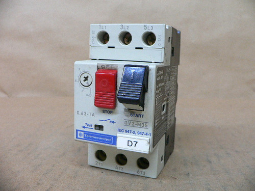 Telemecanique Motor Circuit Breaker, GV2-M05, 0.63 - 1 A Telemecanique Motor Circuit Breaker, GV2-M05, 0.63 - 1 A