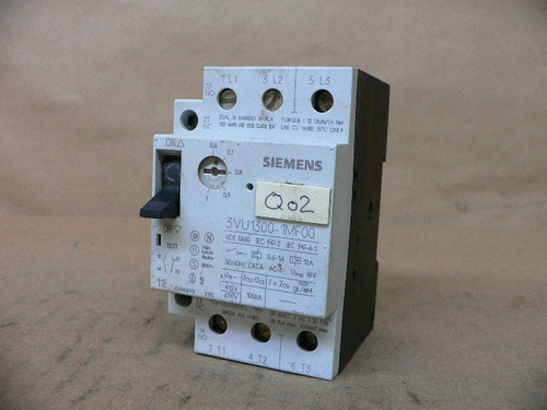 USED SIEMENS 0.6-1A 3-POLE MOTOR CIRCUIT PROTECTOR 3VU1300-1MF00