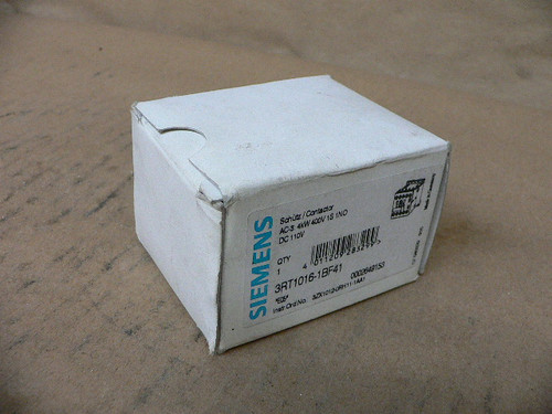 SIEMENS, 3RT1016-1BF41, CONTACTOR, NONREV, S00, 9A, 110VDC, 3P, SCRW SIEMENS, 3RT1016-1BF41, CONTACTOR, NONREV, S00, 9A, 110VDC, 3P, SCRW