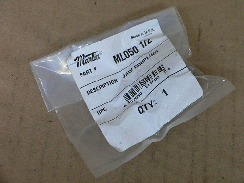 MARTIN SPROCKET & GEAR INC ML050 1/2 ML05012 JAW COUPLING 1/2 INCH BORE MARTIN SPROCKET & GEAR INC ML050 1/2 ML05012 JAW COUPLING 1/2 INCH BORE